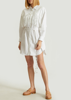 Платье-рубашка с бахромой Dondup из хлопка, фото